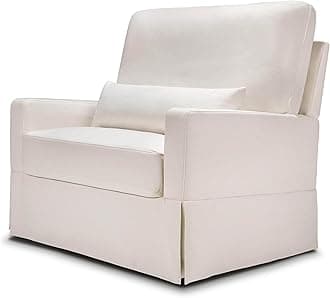 Namesake Crawford Pillowback Chair and a Half Comfort Swivel Glider in Performance Cream Eco-Weave, Water Repellent & Stain Resistant, Greenguard Gold & CertiPUR-US Certified