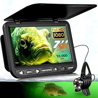 [FishPRO® 2026 Upgrade] NO.1 HD 1080P Underwater Fishing Camera 7'' IPS- w/10,000mAh (Ease to Use) N/DVR Ice Fishing Camera, Fish Finder Camera for Ice Lake Boat Fishing w/USB-C, LED+IR, 82ft