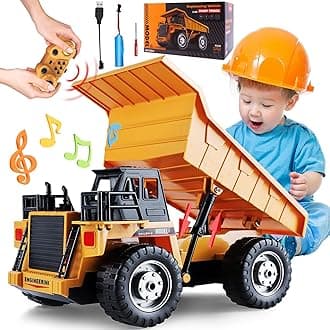 RC Dump Vehicle Toy for Kids - Remote Control Car for 6+ Year Old Boys & Girls, Beginner Car Tractor Vehicle, Rechargeable Self-Discharging Truck