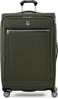 Platinum Elite Softside Expandable Checked Luggage, 8 Wheel Spinner Large Suitcase, TSA Lock, Men and Women, Pilot Green, Checked Large 29-Inch