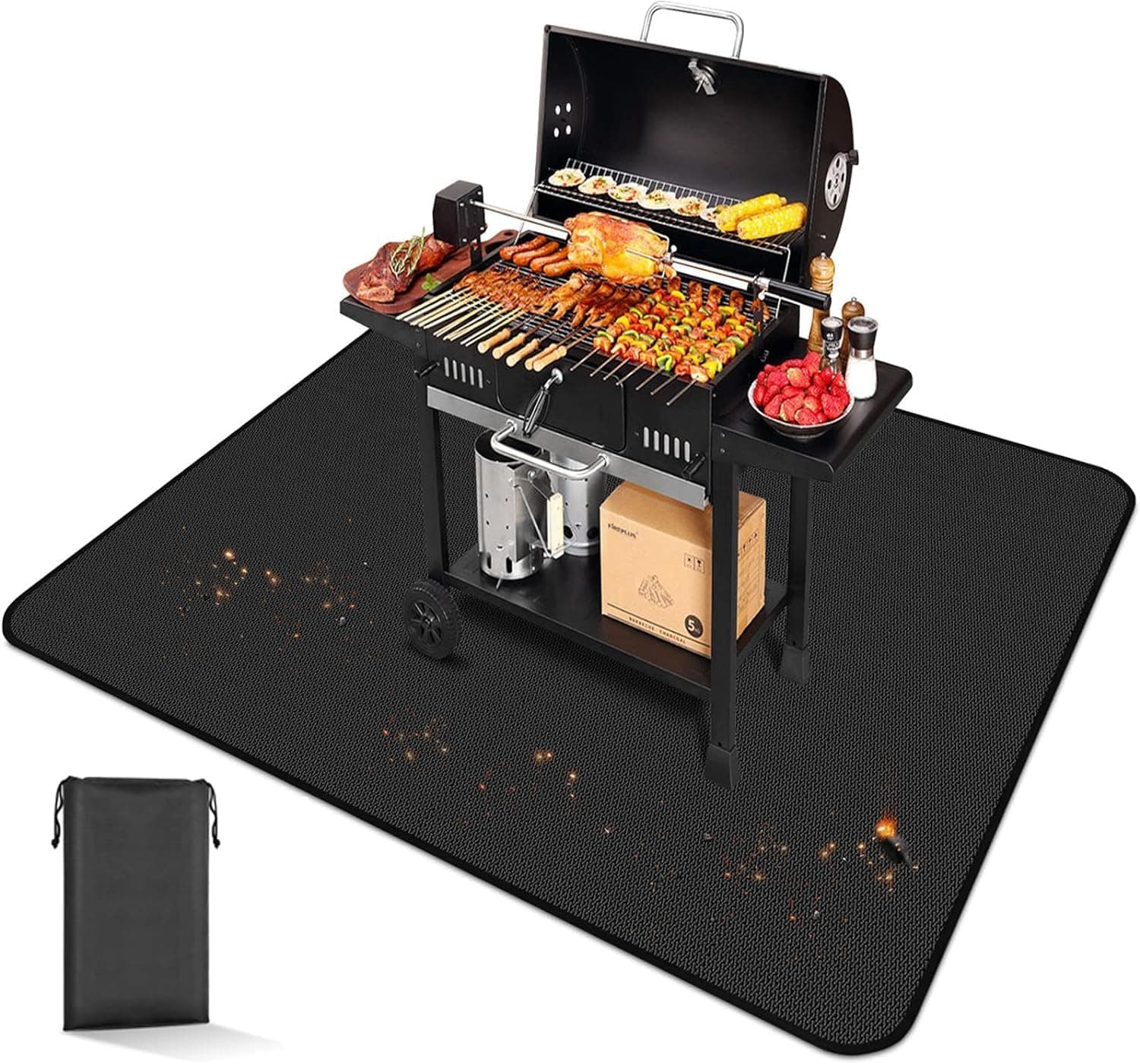 Under Grill Mat EC TECH, 60 x 48 Inch Grill Mat Under Desk, Double-Sided Fireproof Oil-Proof Mats for Fire Pit, Charcoal, Gas Grills, Smokers, BBQ