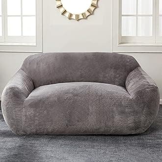 Homguava Oversized Bean Bag Chair for Adults, Giant Bean Bag Sofa,Bean Bag Couch with Soft Faux Fur Cover & Wide Armrests Big BeanBag Lazy Sofa for Bedroom,Living Room,Apartment (Light Grey)