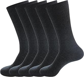 Men's Dress Socks 5 Pairs Mens Cotton Calf Business Formal Socks Soft Breathable Athletic Long Crew Casual Socks