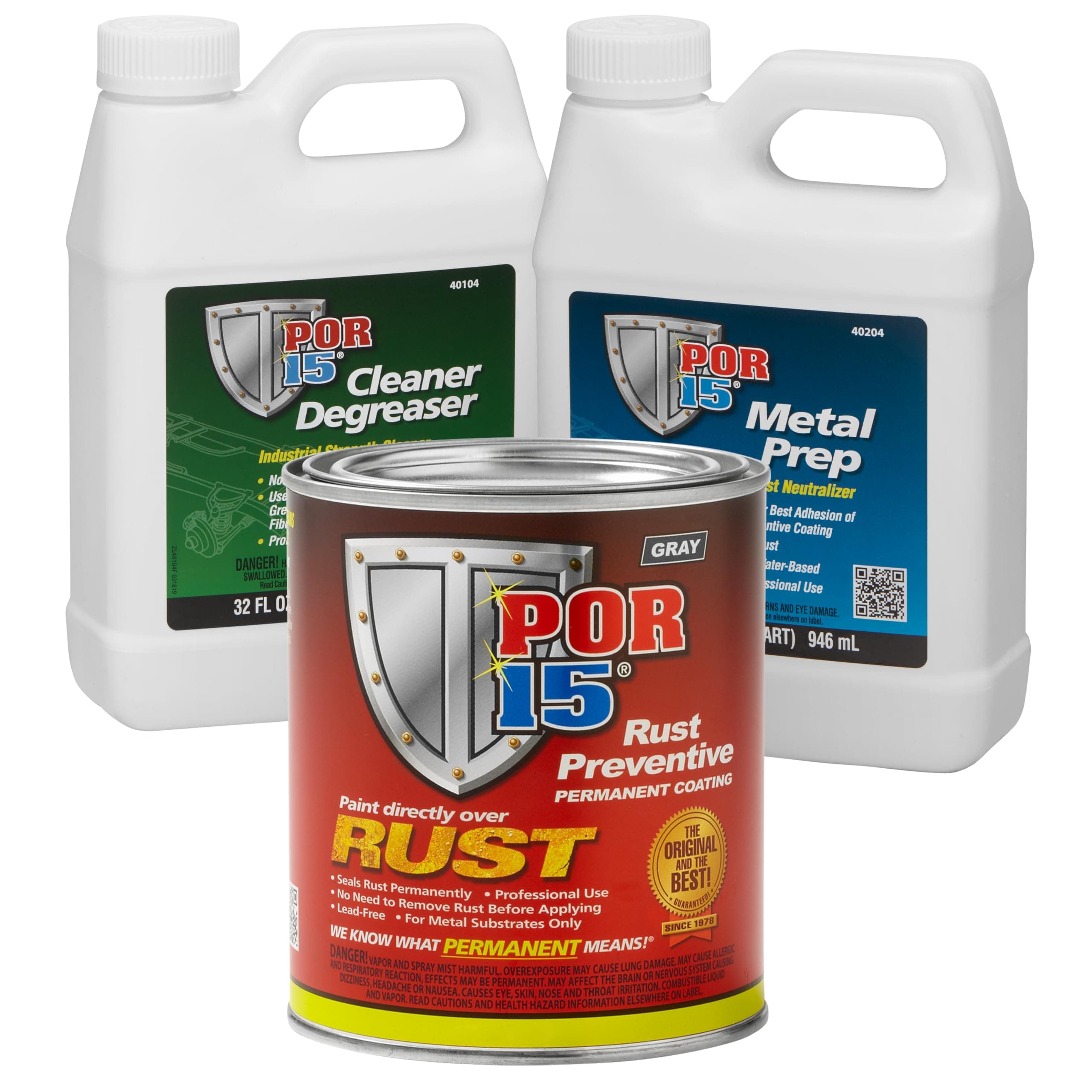 POR-15 Gray Stop Rust Undercoating System, 3 Products, 32 fluid ounces each
