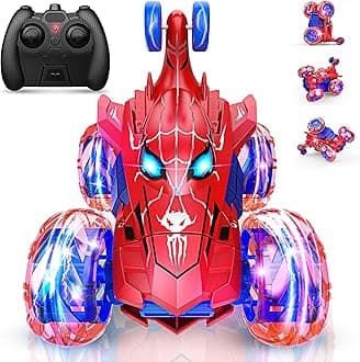 Spider remote control car rc cars toys,Cool rechargeable stunt rc car with 360 flips 4WD wheel with bright light,Fun outdoor toys gifts for kids birthday or Chritmas age 4 5 6 7 8 9 10 11 12 years old