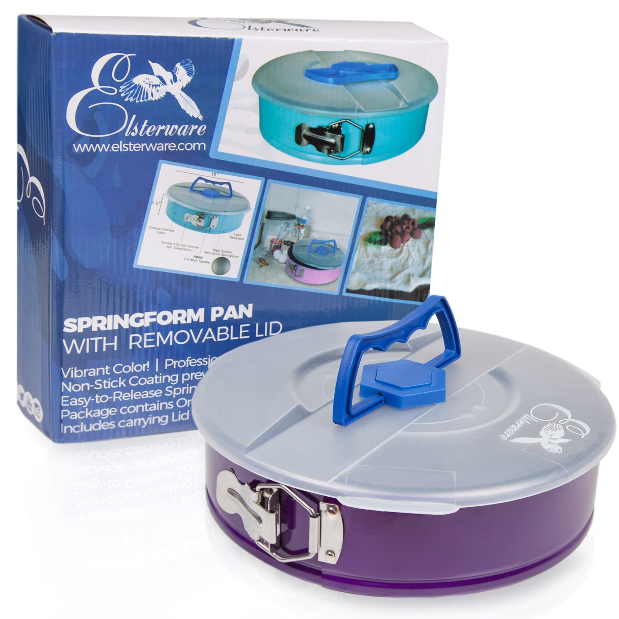 Springform Pan 10 Inch for Baking Cake and Cheesecake from Elsterware Leak-Resistant, Easy Release Spring Clip, and Removable Bottom Allow Pans Nonstick Separation to Reveal a Masterpiece. Bake Easy!