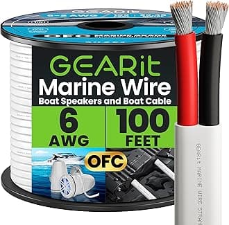 GEARit 6 Gauge Marine Electrical Primary Wire, 6 AWG 100 ft Marine Grade Tinned Copper Oxygen Free for Boat, Automotive, RV, Camper, Trailer