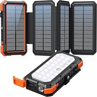 BLAVOR Solar Power Bank with 4 Foldable Solar Panels, 20000mAh External Battery Pack 18W Portable Fast Charging Phone Charger for Mobile Phone Tablet Outdoor Camping