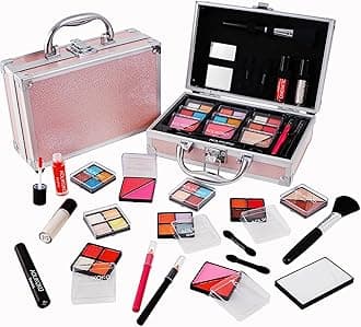 Makeup Kit for Teenager & Women Full Kit, All in One Makeup Set With The Small Cosmetic Train Case, Professional Makeup Kit, Makeup Gift Set for Women Girls (pink)