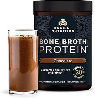 Protein Powder Made from Real Bone Broth, Chocolate, 20g Protein Per Serving, 20 Serving Tub, Gluten Free Hydrolyzed Collagen Peptides Supplement, Great in Protein Shakes