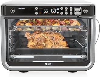 DT251 Foodi 10-in-1 Smart XL Air Fry Oven, Bake, Broil, Toast, Roast, Digital Toaster, Thermometer, True Surround Convection up to 450°F, includes 6 trays & Recipe Guide, Silver