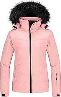 Skieer Women's Waterproof Ski Jacket Warm Puffer Jacket Thick Hooded Winter Coat