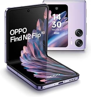 OPPO Find N2 Flip 5G Smartphone, 6.8“ AMOLED 120Hz, 3.26” Largest Flip Cover Screen, 50MP flagship camera, 8GB RAM + 256GB ROM, 4300mAh All-day Battery, Moonlit Purple (Renewed)
