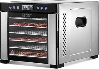 MAGIC MILL PRO Countertop Food Dehydrator, 6 Stainless Steel Drying Shelves, Digital 8 Preset Temperature Controls and Timer by Magic Mill