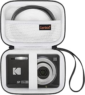 Canboc Hard Case for Kodak PIXPRO Friendly Zoom FZ55 / FZ45 / FZ53 16MP Digital Camera, Mesh Pocket fits SD Card, USB Charging Adapter, USB Cable, Black