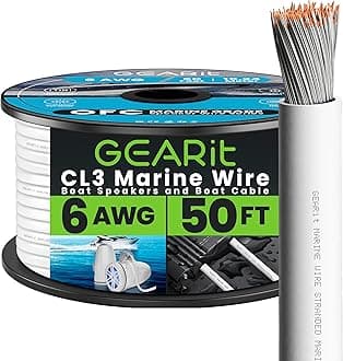 GEARit 6 Gauge Marine Wire, Primary 6 AWG (50ft) Marine Grade Tinned Copper Oxygen Free for Boat, Automotive, RV, Camper, Trailer, Electrical