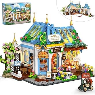 Flower Café House Building Set with LED, 1520 PCS Botanical Coffee Architecture with Openable Design, Floral Bakery Construction Model for Home Decor, Gift for Adults Women Teens Girl Boy 12+