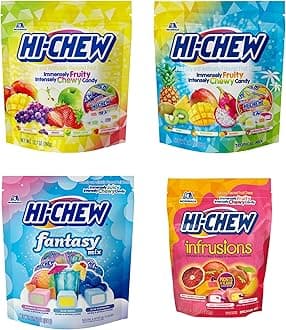HI-CHEW Bulk Easter Candy Variety Mix, 220+ Pieces, 4 Stand Up Pouches - 13 Flavors Bulk, Sweet and Sour Chewy, Unique Fun Soft - Immensely Juicy Fruity Flavors for Candy Treats & Sharing Treats