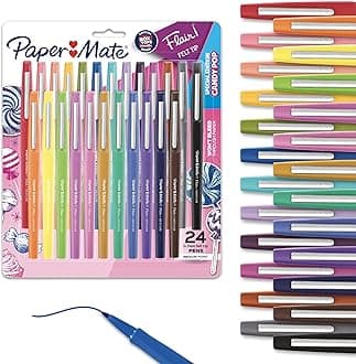 Paper Mate Flair Felt Tip Pens, Medium Point (0.7mm), 24 Count - Back to School, Teacher Supplies, Arts & Crafts