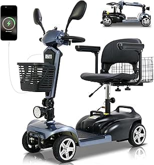MIHAYO 4 Wheel Mobility Scooter for Seniors&Adults- 30 Miles Range, Foldable Powered Electric Wheelchair Device w/720WH Battery, Dual Basket, 300 lb Capacity, Compact, Starlight Gray