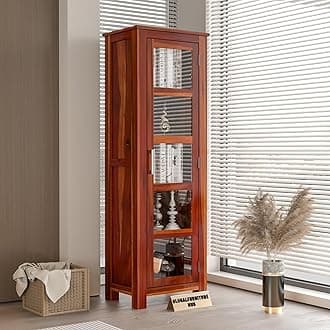 GFH Sheesham Wood Crockery Cabinet | Kitchen Cabinet | Bookshelf | Wooden Storage Cabinet | Wardrobes (Honey Finish)