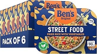 BEN'S ORIGINAL Street Food Fried Rice with Vegetables, Prepared Entrée, Microwave in 90 Seconds, 9 oz​ (Pack of 6)