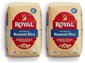 Authentic Royal - Naturally Aged Long Grain Indian White Basmati Rice - 4 Pounds (2 x 2lbs Bag)