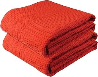 Gilden Tree Large 2 Pc Bath Sheet 100% Natural Cotton Waffle Weave – Generous Size Lightweight Ultra Absorbent Quick Drying Fade Resistant (Coral)