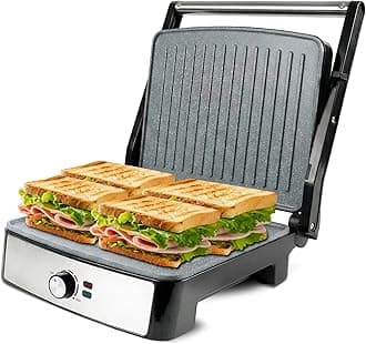 Elato BS205 2200 Watt Super Jumbo Ceramic Grill Sandwich Maker, Multi Heating Modes, 180° Open Sandwich Griller,Non-Toxic BPA,PTFE,PFOA&PFAS Free, 2 Year Warranty,Regular Bread Size for 4 Slices