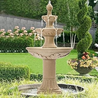 Italian Outdoor Water Fountains Garden Decor - 48.4''H Fountains and Waterfalls Outside, Large Cascading Indoor Floor-Standing Resin Bubbler Fountain Features W/Pump for Patio, Yard and Home