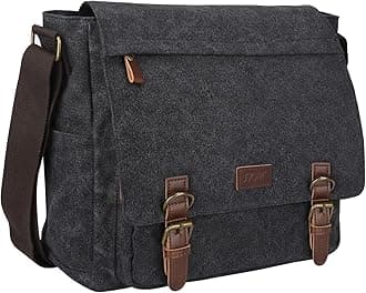 S-ZONE Large Men Crossbody Messenger Shoulder Bag Fit for 15.6 Inch Laptop Canvas Briefcase Satchel