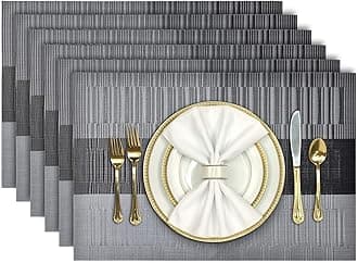 Aofmee Placemats, Heat Resistant Table Mats Set of 6, Washable PVC Place Mats for Table, Woven Vinyl Plastic Placemats for Kitchen Dining, Non-Slip Stain Resistant Outdoor Placemat, Easy to Clean