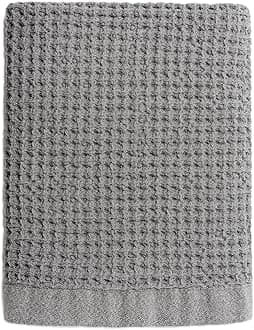 ONSEN Supima Waffle Bath Sheet – Quick Dry Oversized Bath Towel for Bathroom – 100% USA-Grown Cotton, Lightweight & Absorbent – Cinder Grey, 38" x 67"