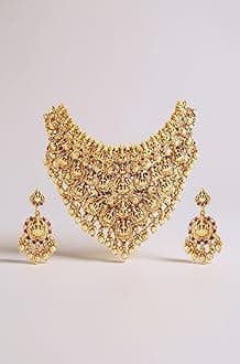 - Necklace Set Gold Plated Temple Traditional Stylish Jewellery Gift for Women & Girls