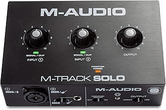 M-AUDIO M-Track Solo USB Audio Interface for Recording, Streaming and Podcasting with XLR, Line and DI Inputs, Plus a Software Suite Included