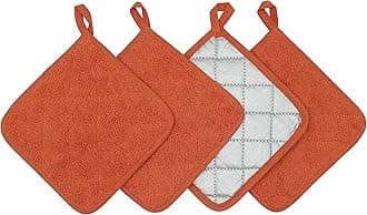 Cotton Pot Holders Cotton Made Machine Washable Heat Resistant Everyday Kitchen Basic Terry Pot Holder, Hot Pads, Trivet for Cooking and Baking Set of 4 (Orange)