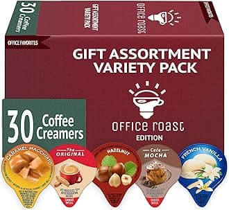 Variety Pack Creamers Liquid Creamer Singles | Gift Assortment Box | Coffee Cream | Frenh Vanilla, Cafe Mocha, Original, Hazelnut & Caramel Macchiato - No Refrigeration - Box Of 30