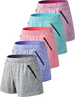 Liberty Imports 1 or 5 Pack Womens Lounge Workout Shorts with Zipper Pockets 5" Inseam Lightweight Athletic Casual Shorts