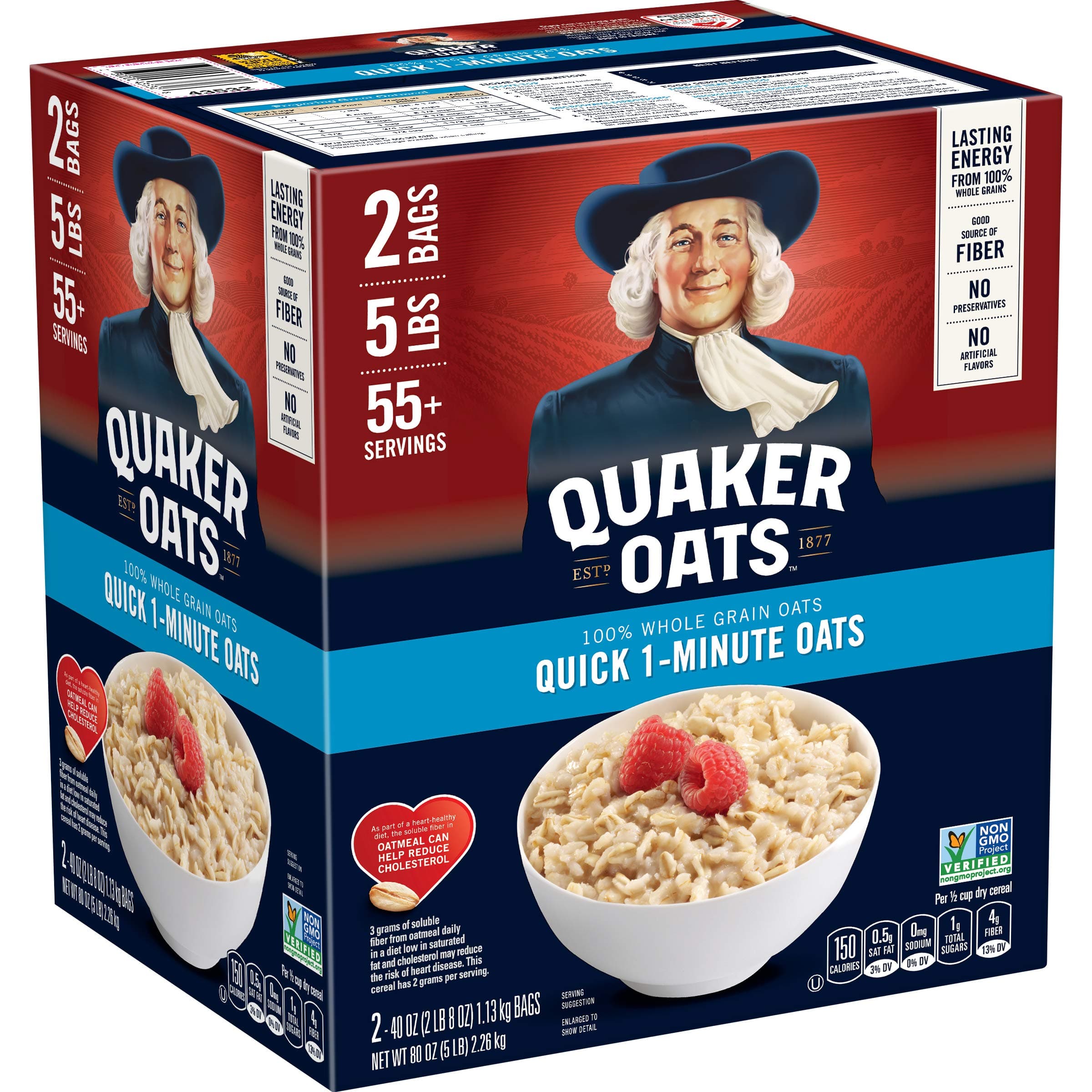 Quick 1-Minute Oatmeal, Non GMO Project Verified, 2.5 Pound (Pack of 2)