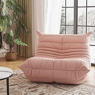 Large Bean Bag Chair for Adult Teen, Comfy Fireside Accent Chairs Couch Futon Floor Sofa Boneless Lazy BeanBag Chaise Lounge for Living Room Bedroom Dorm Home Theater, 1 Seater, Pink