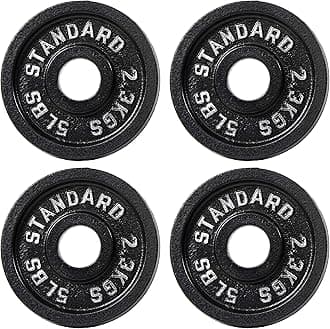 Fitvids Cast Iron Plate Weight Plate for Strength Training and Weightlifting – 2-Inch Center (Olympic) – 5LB (Set of 4) – Olympic (2-Inch Center)