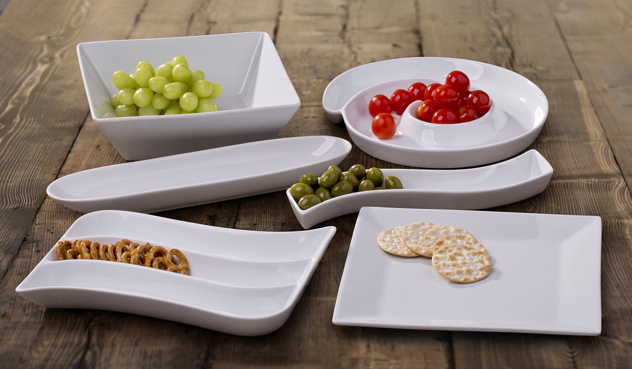 6 Piece White Porcelain Serving Party Set