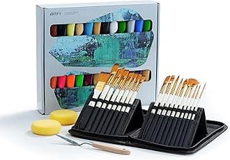 ARTIFY Acrylic Painting Set, Includes 18 Pieces Paint Brush Set and 48 Colors Acrylic Paint Set