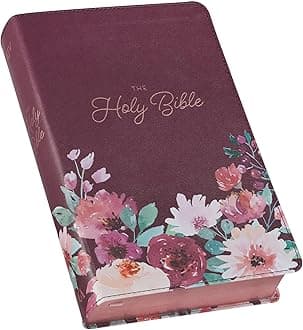 KJV Holy Bible, Giant Print Standard Size Faux Leather Red Letter Edition - Thumb Index & Ribbon Marker, King James Version, Printed Purple Floral