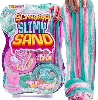 SLIMYSAND Twist - Teal/Pink Scented Stretchy Cloud Slime, Cotton Candy & Watermelon, Stretchable, Moldable, Play Sand, 10oz.Great for Tactile Fun
