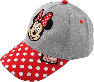 DisneyToddler Girls' Minnie Mouse Heather Jersey Baseball Cap, Gray/Red, Ages 2-4