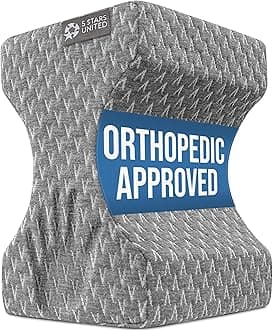 5 STARS UNITED Knee Pillow for Side Sleepers - Hip Pain Relief, Memory Foam Leg Cushion for Side Sleeping - Between Legs Pillow for Sciatica & Lower Back Pain, Grey