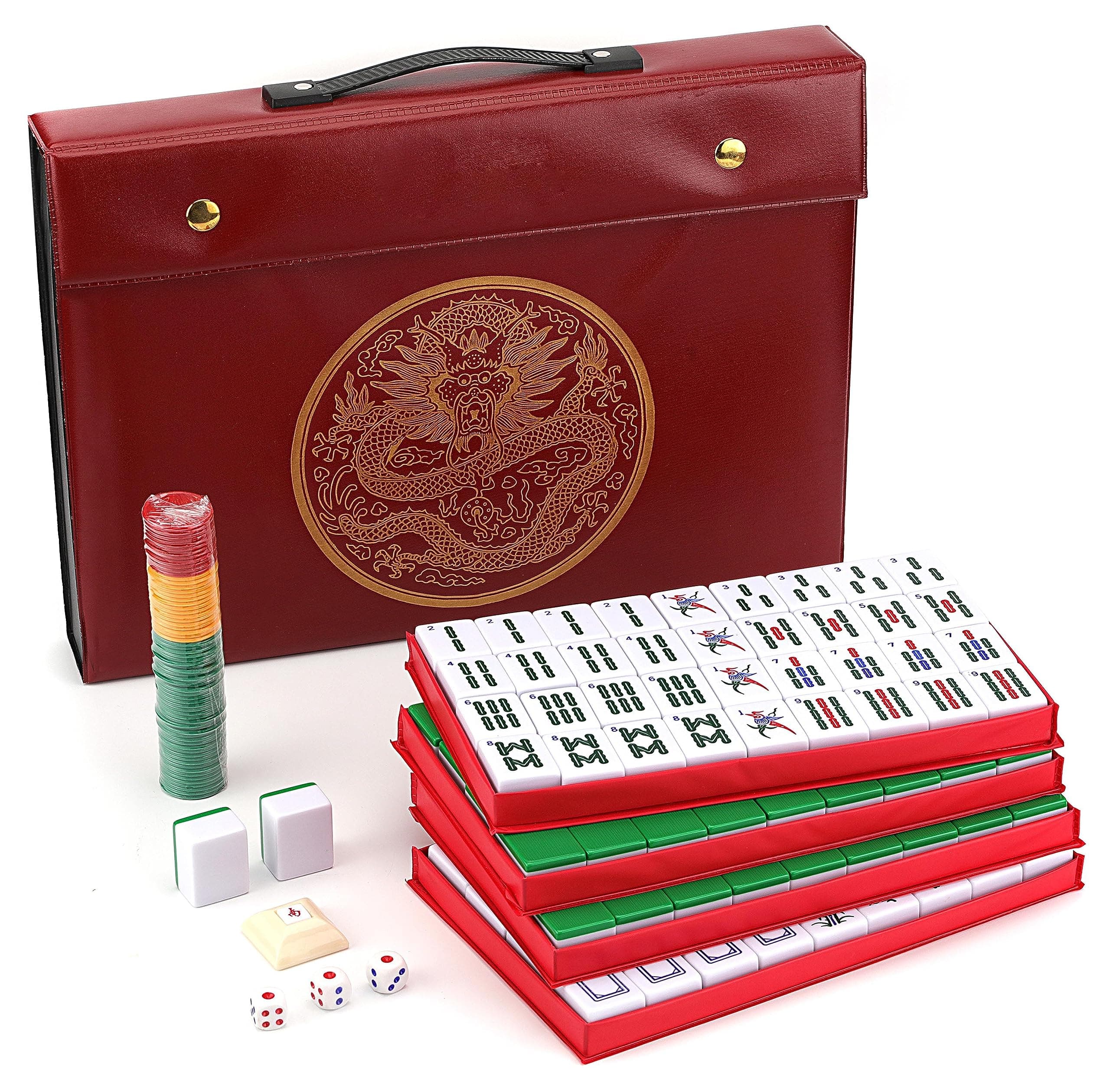 - Mose Cafolo Chinese Mahjong Set X-Large 146 Numbered Melamine 1.5" Large Size Tile with Carrying Travel Case, English Manual, Pro Complete Mahjongg Game Set (Majiang, Mah Jongg)