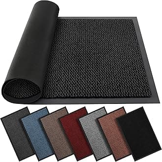 BLADO Washable Door Mats Indoor & Outdoor - Non-Slippery Heavy Duty Stylish Large Rubber Door Mat - Perfect Dust Grabbing Door Mat (Anthracite, 45cm x 75cm)