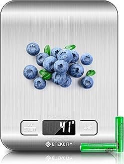 Food Kitchen Scale, Digital Grams and Ounces for Weight Loss, Baking, Cooking, Keto and Meal Prep, LCD Display, Medium, 304 Stainless Steel